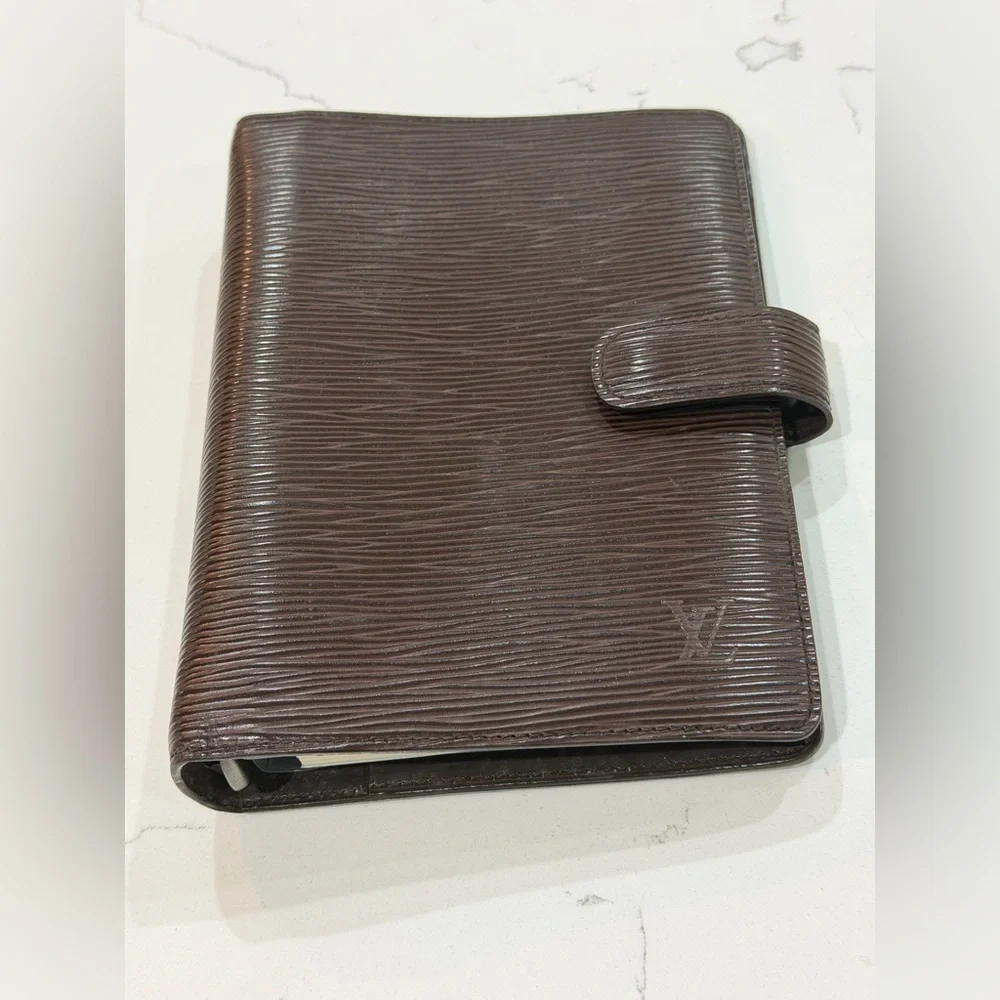 Louis Vuitton Rare Epi Brown Leather Medium Organizer Planner with pen holder